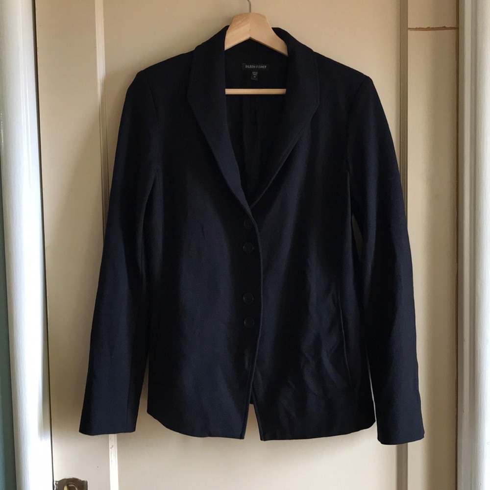 Eileen Fisher 4 button black blazer
